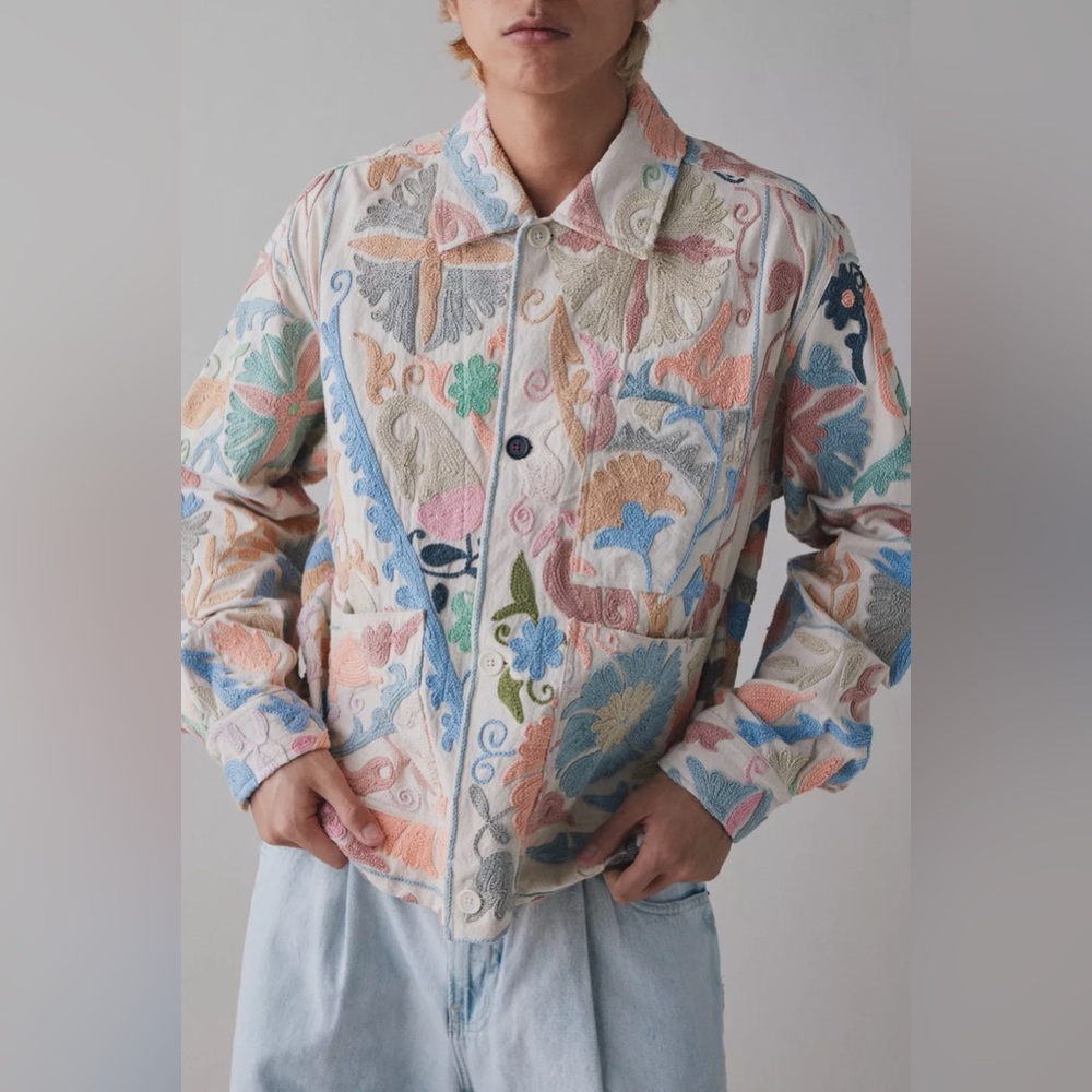 KARDO Bodhi Embroidered Floral Jacket in Natural